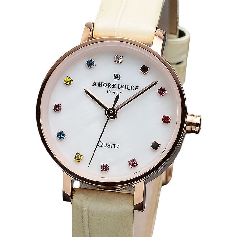 AMORE DOLCE �r���v ���f�B�[�X AD18301 PGWH/BE �N�I�[�c �����h�� ���U�[�x���g 1�N�ۏ� ��pBOX�t