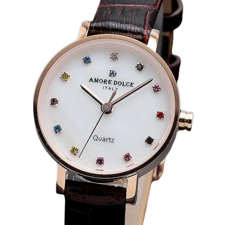 AMORE DOLCE �r���v ���f�B�[�X AD18301 PGWH/BR �N�I�[�c �����h�� ���U�[�x���g 1�N�ۏ� ��pBOX�t